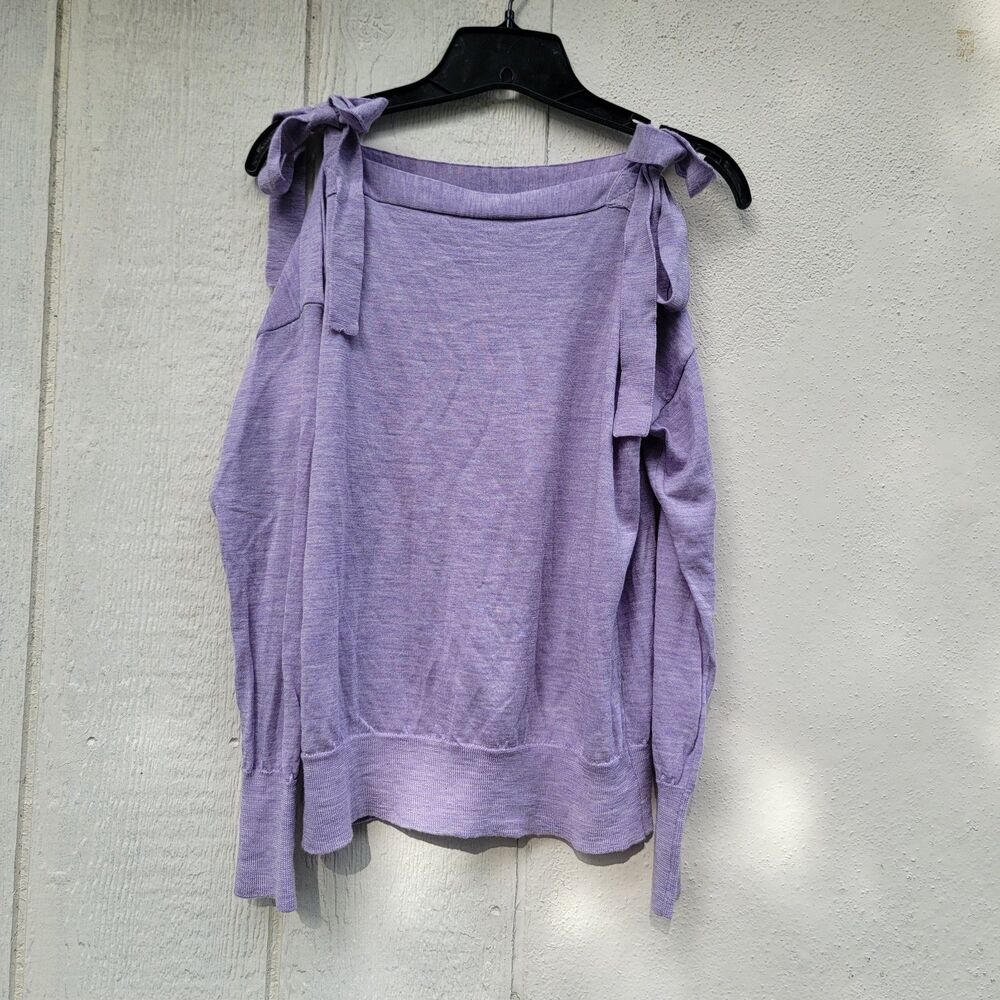 J.Crew merino wool Bow Tie  sweater Lavender Sz S Preppy Coquette